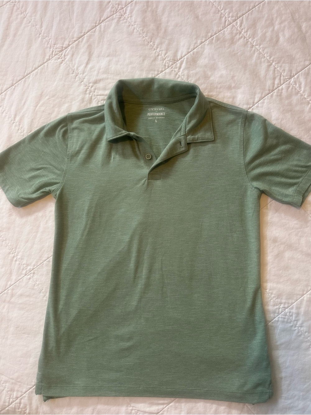 Crewcuts Sage Green Polo Shirt- Boys Size Large (L)